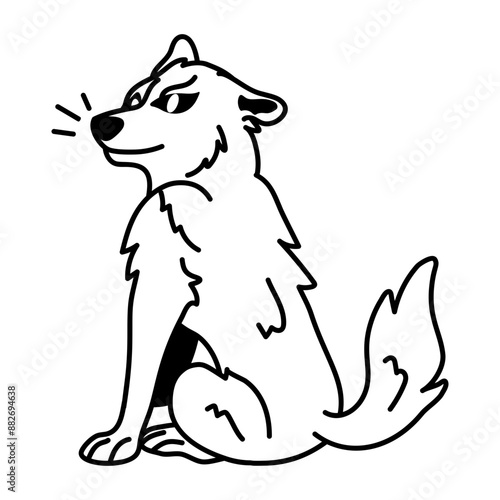 A doodle style icon of a canid 