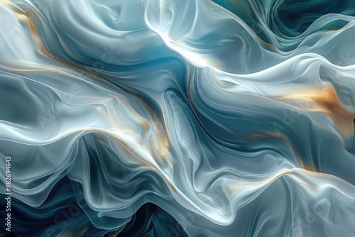 Wallpaper Mural Glossy mint and teal abstract fluid shapes with shine Torontodigital.ca