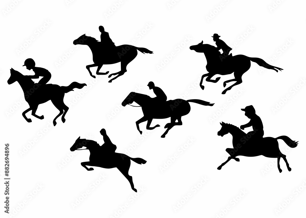 Fototapeta premium silhouette or illustration of horse racing