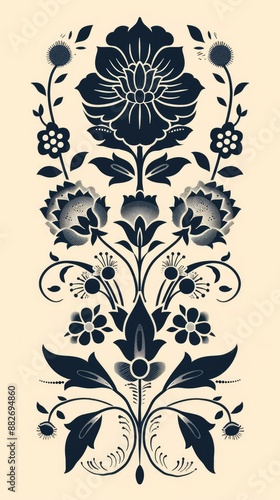 Colorful floral bouquet in folk art style.