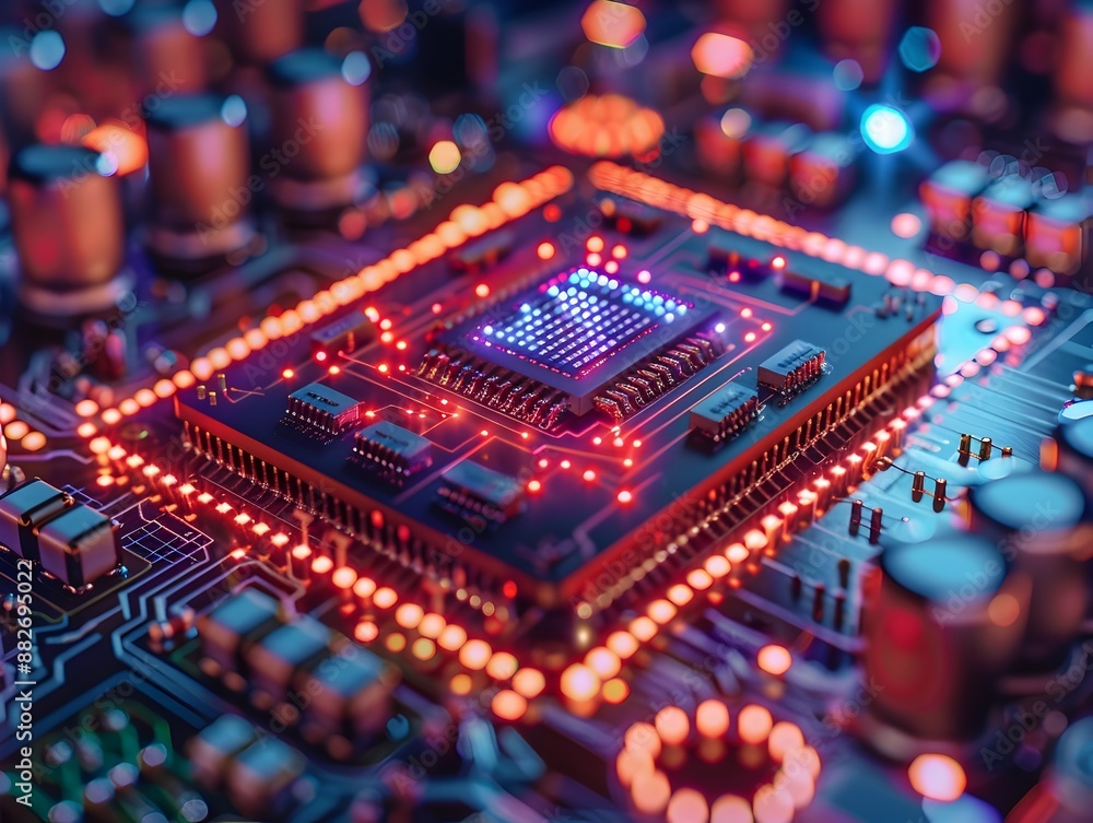 Obraz premium Intricate Quantum Computer Chip with Entangled Qubits Showcasing Futuristic Quantum Computing Technology