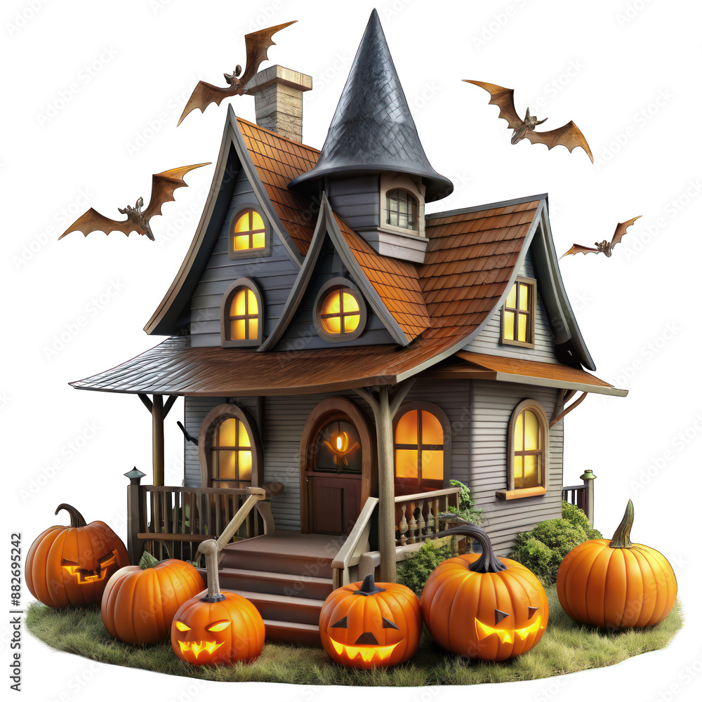 Halloween witch house isolated on transparent background Halloween witch house isolated on transparent background