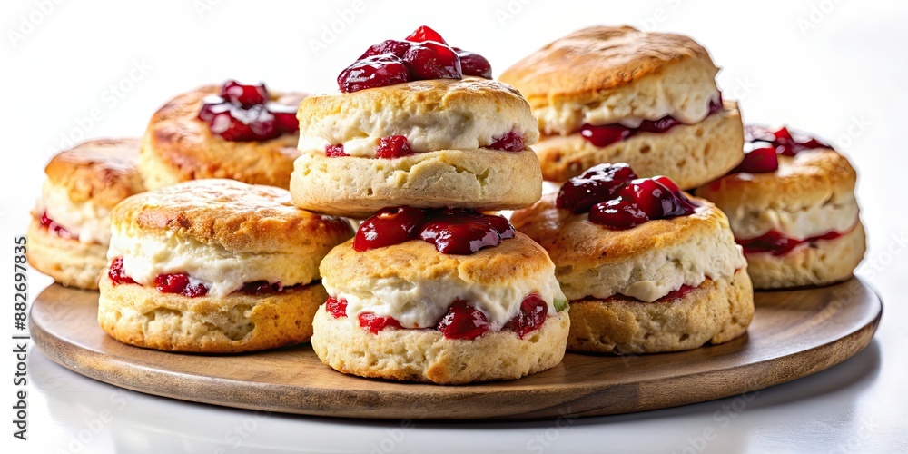 English scones isolated on background, dessert, baked goods, English tea, traditional, pastry, delicious, breakfast, afternoon tea