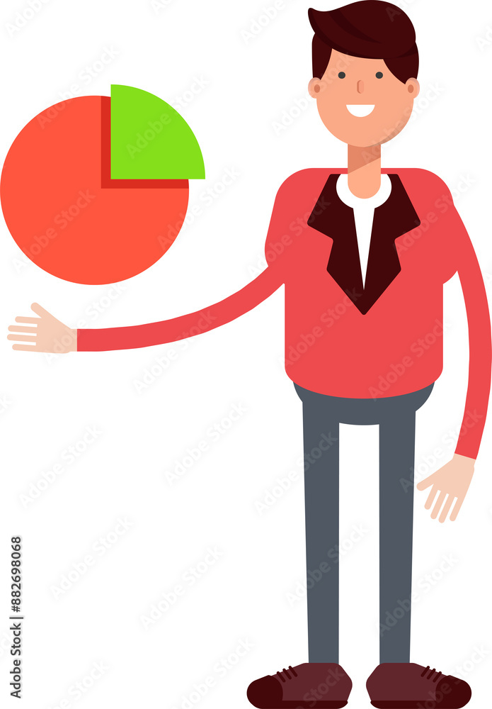 Businessman in Red Suit Character Holding Pie Chart
Businessman in Red Suit Character Holding Pie Chart