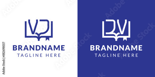 Letters VJ and JV Book Logo, suitable for business related to book with VJ or JV initials