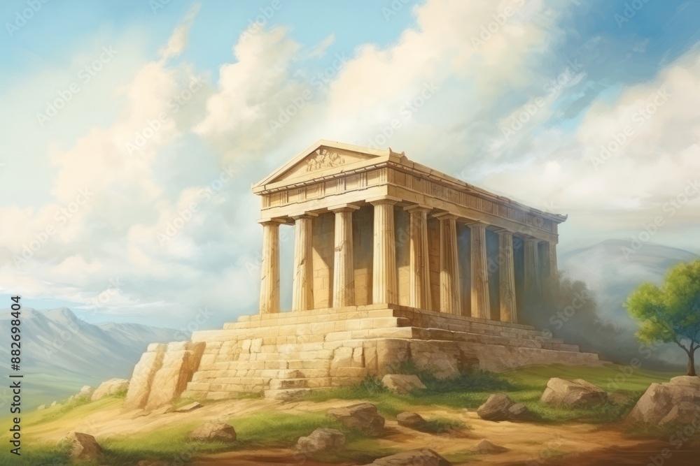 Greek temple om the hill architecture building archaeology. Greek temple om the hill architecture building archaeology.