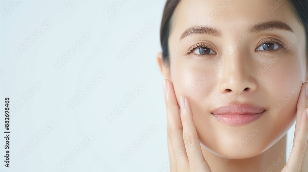 Beauty face. Woman with natural makeup and healthy skin portrait. Skin care, cosmetic concept Beauty face. Woman with natural makeup and healthy skin portrait. Skin care, cosmetic concept