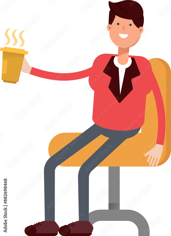 Businessman in Red Suit Character Drinking Coffee
Businessman in Red Suit Character Drinking Coffee