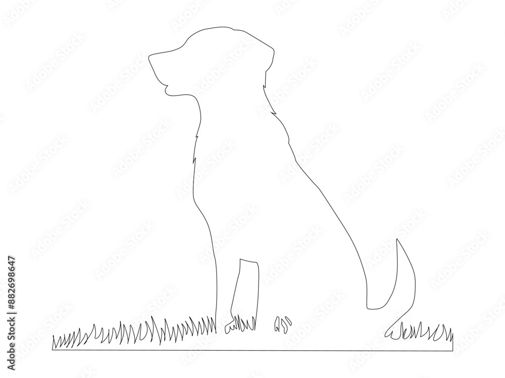 Fototapeta premium Continuous one line art of a dog.