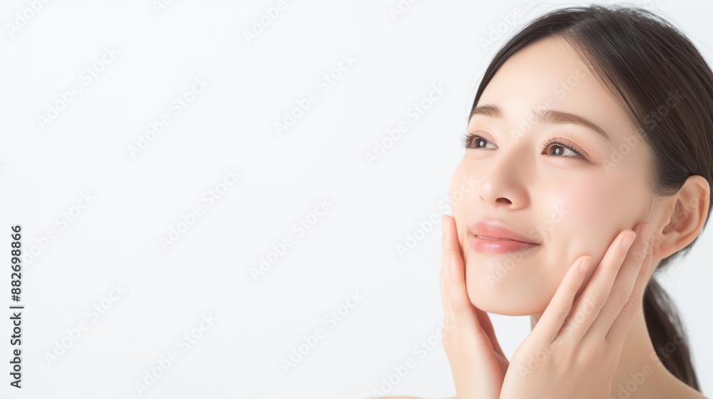 Beauty face. Woman with natural makeup and healthy skin portrait. Skin care, cosmetic concept Beauty face. Woman with natural makeup and healthy skin portrait. Skin care, cosmetic concept