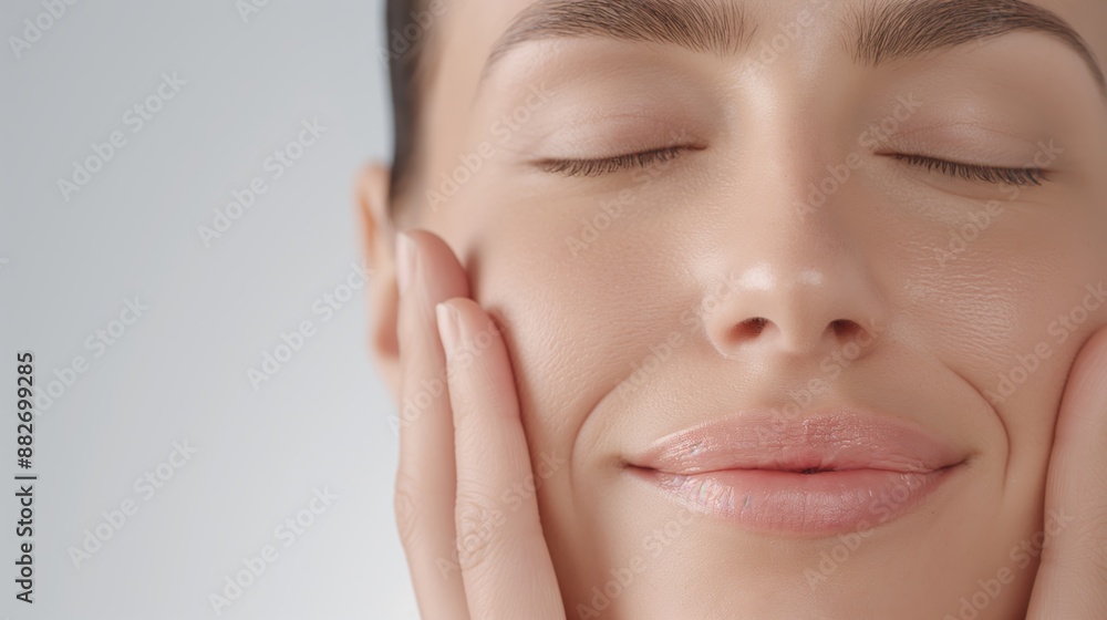 Beauty face. Woman with natural makeup and healthy skin portrait. Skin care, cosmetic concept Beauty face. Woman with natural makeup and healthy skin portrait. Skin care, cosmetic concept