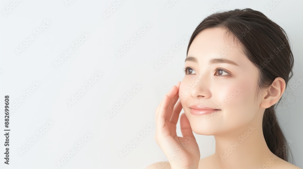 Beauty face. Woman with natural makeup and healthy skin portrait. Skin care, cosmetic concept Beauty face. Woman with natural makeup and healthy skin portrait. Skin care, cosmetic concept