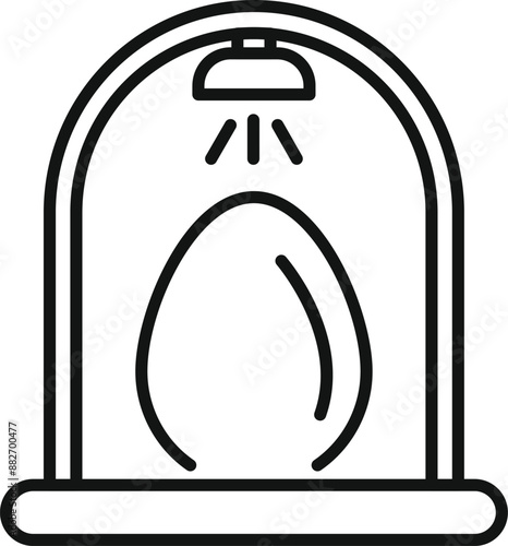 Outline icon of an egg incubator warming up, ready for the hatching process to begin
