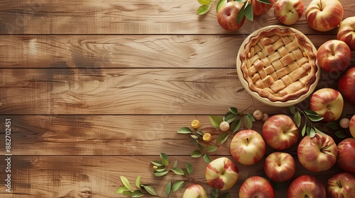 apple pie background with copy space