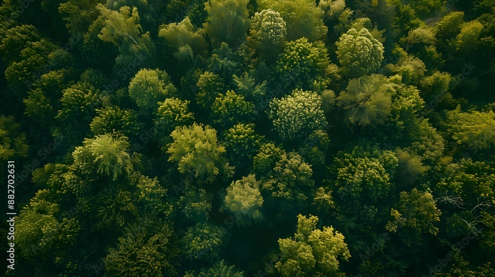 Drone view of amazing green forest with trees and bushes growing in countryside. Drone view of amazing green forest with trees and bushes growing in countryside.