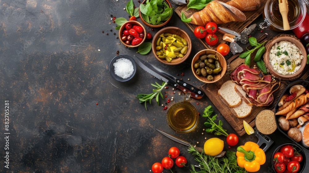 Keto diet menu on flat lay background Keto diet menu on flat lay background