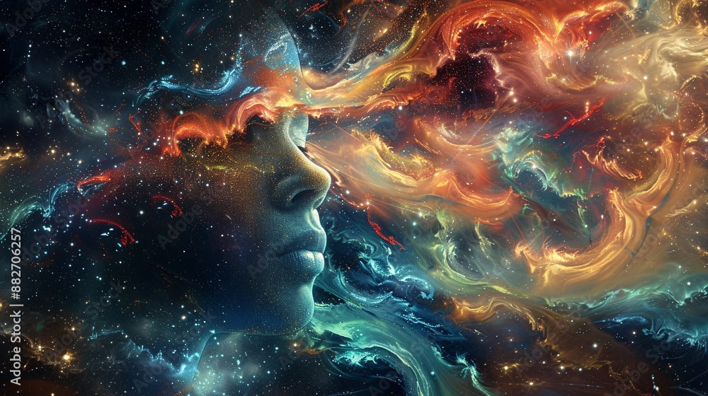 the connection between human creativity, intelligence, and emotions, using scientific and psychological symbolism. the connection between human creativity, intelligence, and emotions, using scientific and psychological symbolism.