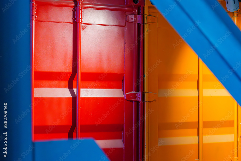 Various colorful rafters and shipping containers