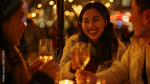 A Joyful Toast Under City Lights