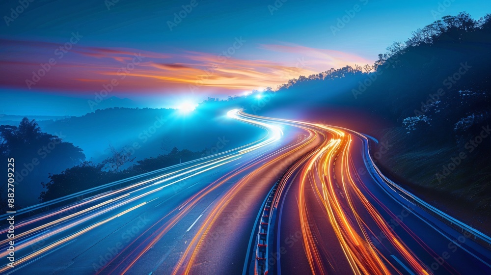 a road at night with motion blur, highlighting the dynamic movement and nighttime ambiance. a road at night with motion blur, highlighting the dynamic movement and nighttime ambiance.