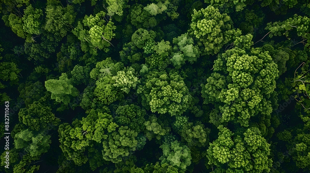 Drone view of amazing green forest with trees and bushes growing in countryside. Drone view of amazing green forest with trees and bushes growing in countryside.