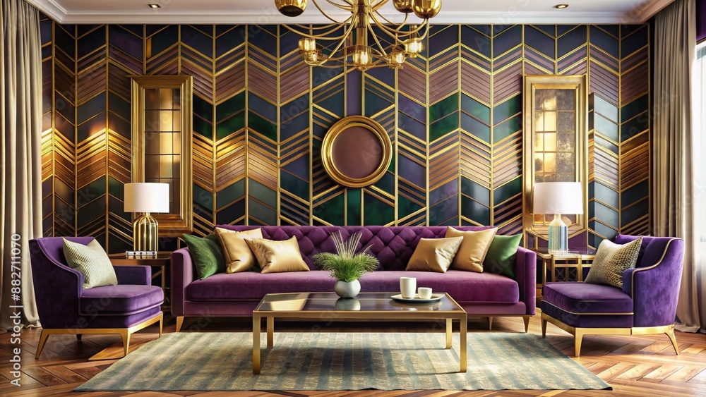 A luxury glamorous living room colorful design