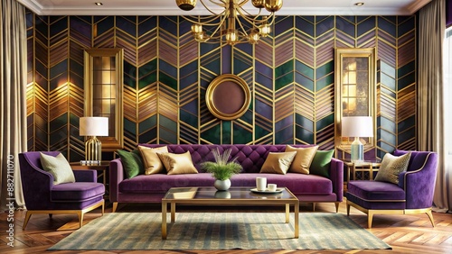 Obraz na płótnie A luxury glamorous living room colorful design w salonie