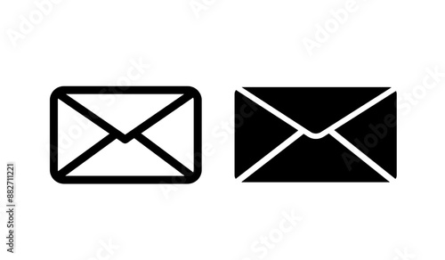 email icon black and white on isolated for communication 
