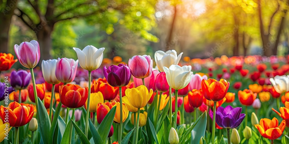 Colorful tulips in a vibrant garden, tulips, flowers, colorful, garden, spring, blooming, nature, petals, beauty, flora, plants Colorful tulips in a vibrant garden, tulips, flowers, colorful, garden, spring, blooming, nature, petals, beauty, flora, plants