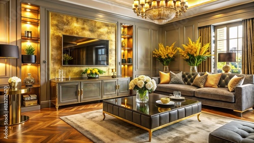 Obraz na płótnie A luxury glamorous living room colorful design w salonie