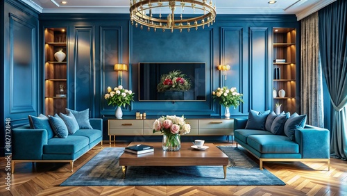 Obraz na płótnie A luxury glamorous living room colorful design w salonie