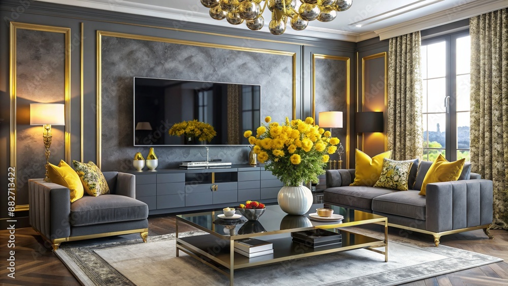 A luxury glamorous living room colorful design