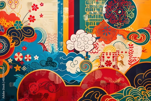 Generative AI, a wallpaper made with images of archaic Korean bridges