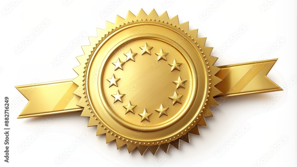 custom made wallpaper toronto digitalGold seal stamp with certificate ribbon and stars on white background, symbolizing excellence, quality, and official approval guaranteed.