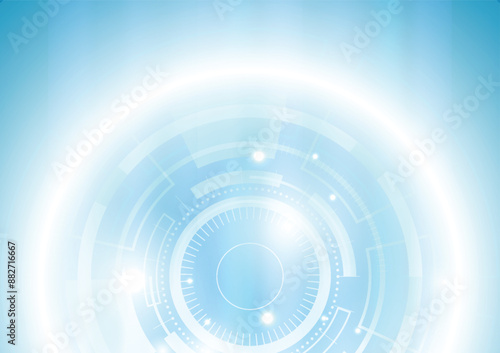 Abstract high tech futuristic technology design. Round shape. Circle Sci-fi element light .abstract futuristic background of blue glowing technology sci fi frame hud ui