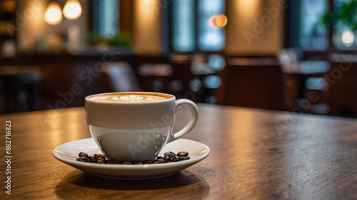 Photo of hot coffe drink on cafe table