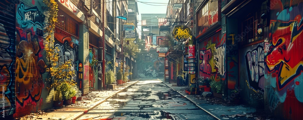 Urban Wonderland: Graffiti Alley, 4K hyperrealistic photo Urban Wonderland: Graffiti Alley, 4K hyperrealistic photo