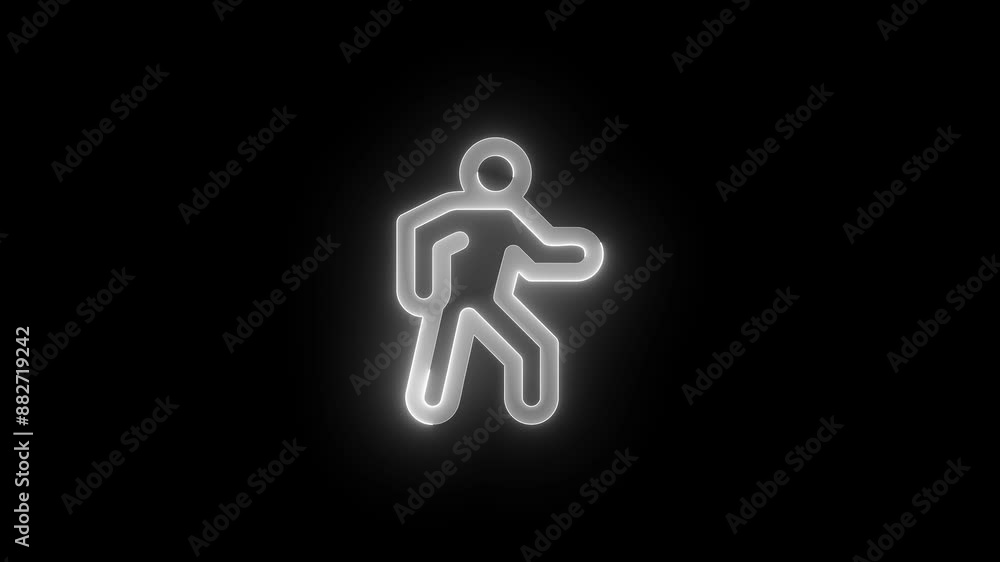 Walk people shape stroke icon glowing neon color animation Walk people shape stroke icon glowing neon color animation