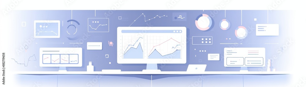 Fototapeta premium Subtle flat design, easy-to-use dashboard, current features