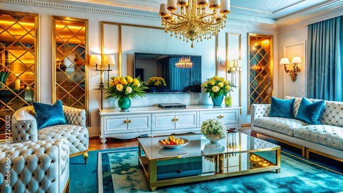 Obraz na płótnie A luxury glamorous living room colorful design w salonie