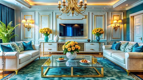 Obraz na płótnie A luxury glamorous living room colorful design w salonie