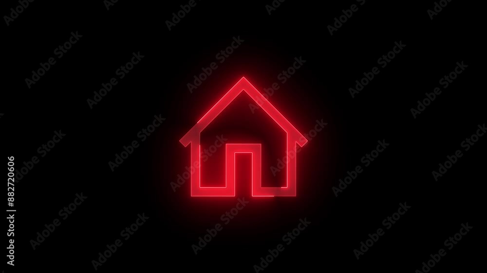 Glowing neon symbol icon, Home shape stroke icon glowing neon color animation Glowing neon symbol icon, Home shape stroke icon glowing neon color animation