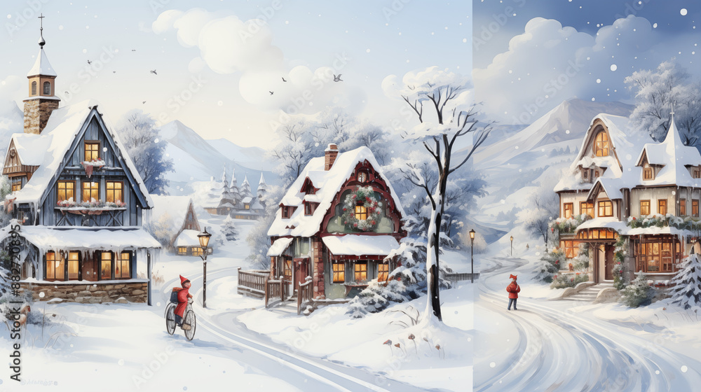 A Bustling Winter Market In A Picturesque Village With Colorful Stalls And Snow On The Ground A Bustling Winter Market In A Picturesque Village With Colorful Stalls And Snow On The Ground