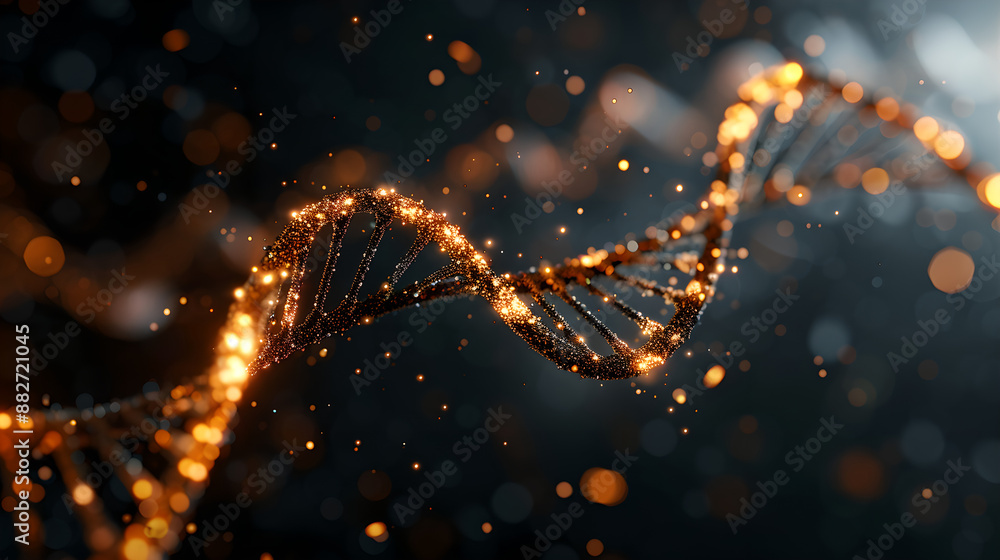 Glowing DNA Helix with Sparkling Particles Glowing DNA Helix with Sparkling Particles