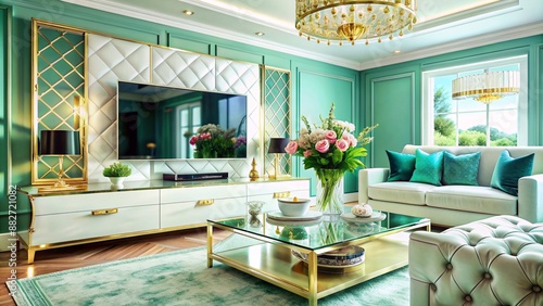 Obraz na płótnie A luxury glamorous living room colorful design w salonie