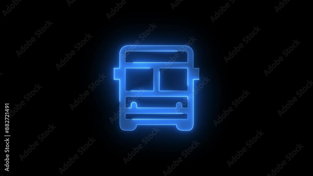 Bus shape stroke icon glowing neon color animation, Neon symbol icon animated Bus shape stroke icon glowing neon color animation, Neon symbol icon animated