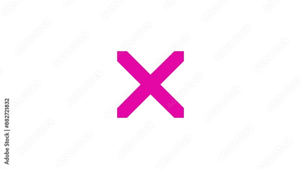 X cross mark shape icon animation on white background X cross mark shape icon animation on white background