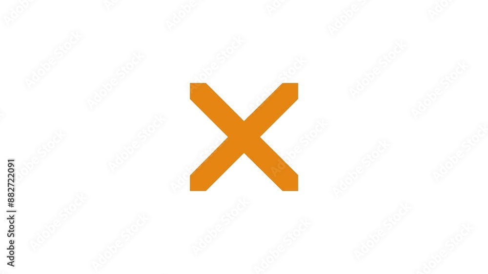 X cross mark shape icon animation on white background X cross mark shape icon animation on white background