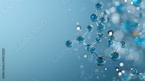 Molecular Structure Water Droplets Abstract Blue Background