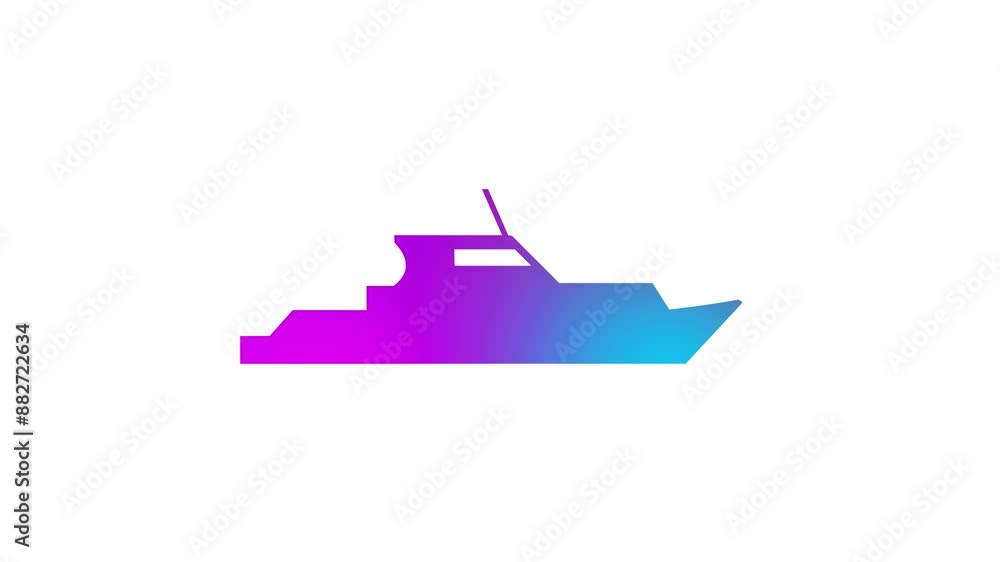 Speedboat shape icon animation on white background Speedboat shape icon animation on white background